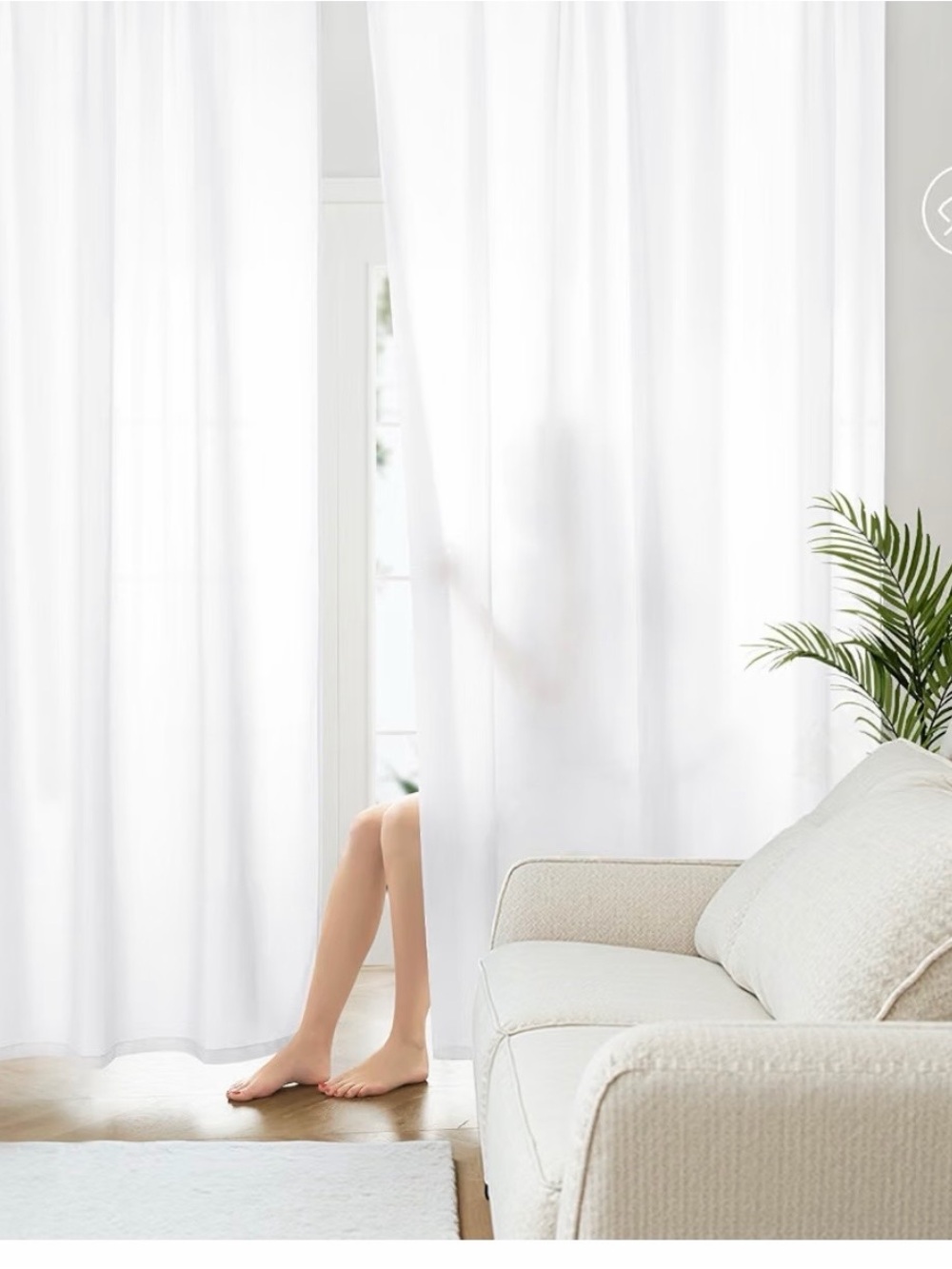 Two panels/Non-See-Through White Privacy Sheer Curtains 52 X 84 Inches.